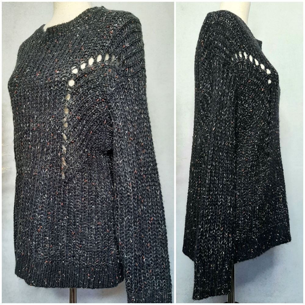 Heartloom Womens Knit Shiny Sweater Pullover Black Multicolored, Size M